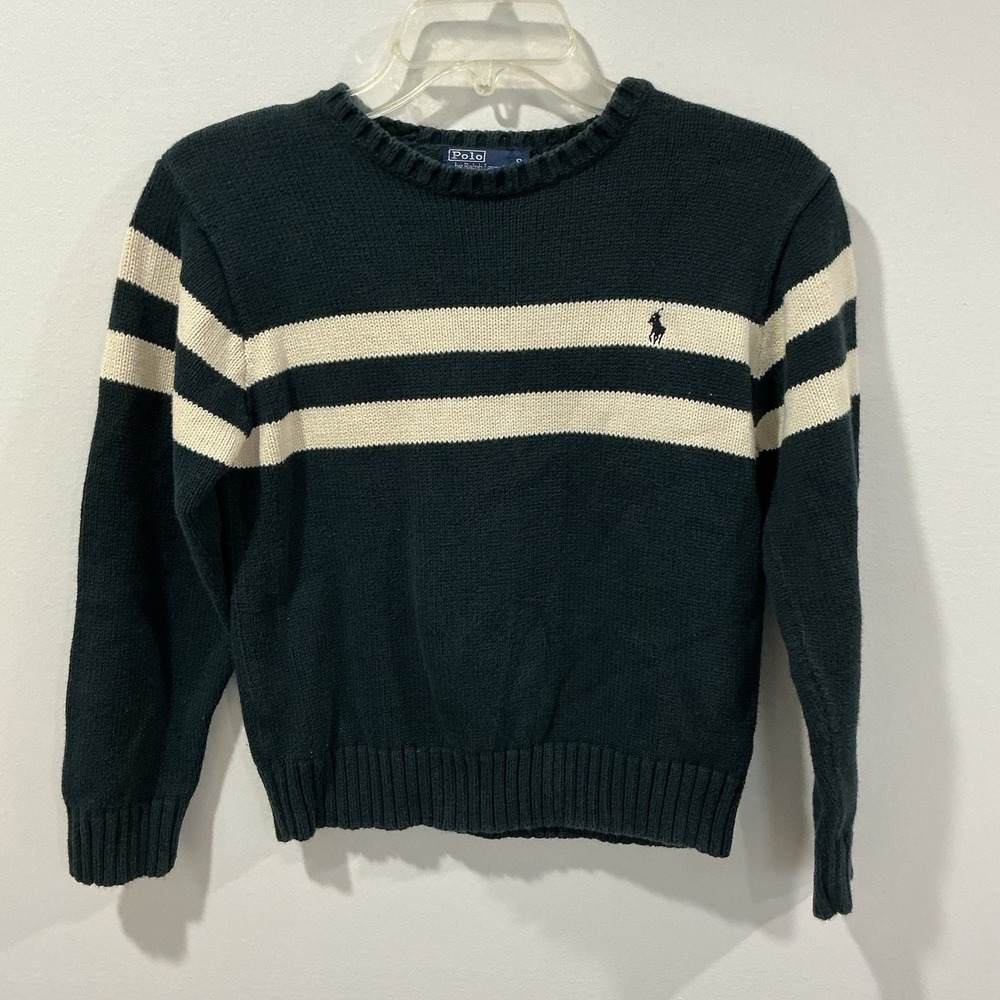 Polo Ralph Lauren Kids Blue And White Striped Sweater With Pony‎ Size Small Prep